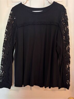 Banana Republic Black Lace-Sleeve Women's Top - SZ L